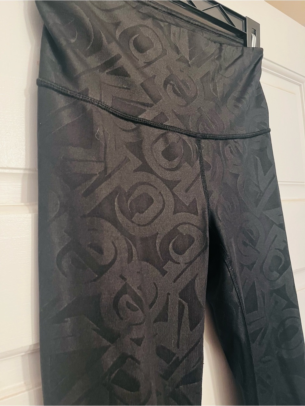 Reebok Black Logo Jacquard High-Waist Leggings